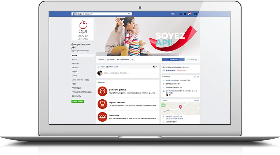 Groupe dentaire API’s Facebook page