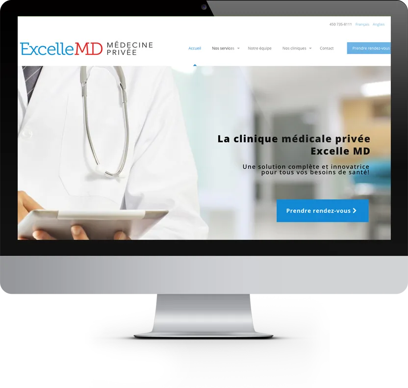 Excelle MD private medicine website on a computer screen