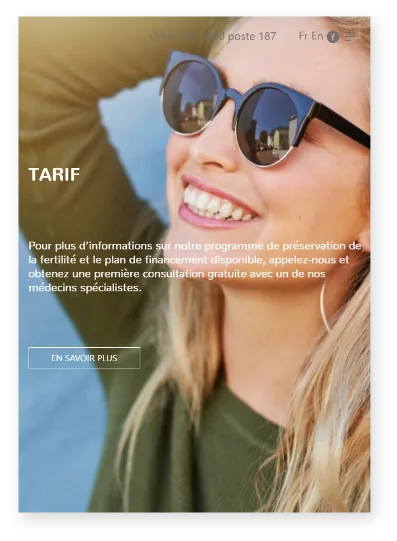 Futurovo pricing mobile screen with a woman in sunglasses